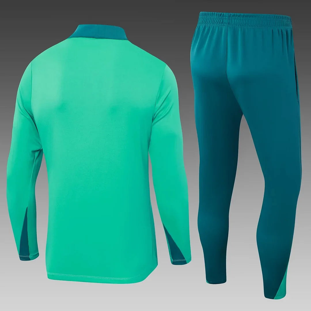 2024 Portugal Half-Pull Tracksuit Green Football Jersey 1:1 Thai Quality