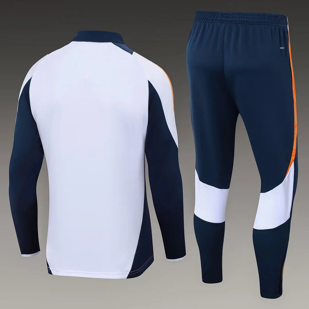 2024/2025 Real Madrid Half-Pull Tracksuit White-Black Football Shirt 1:1 Thai Quality