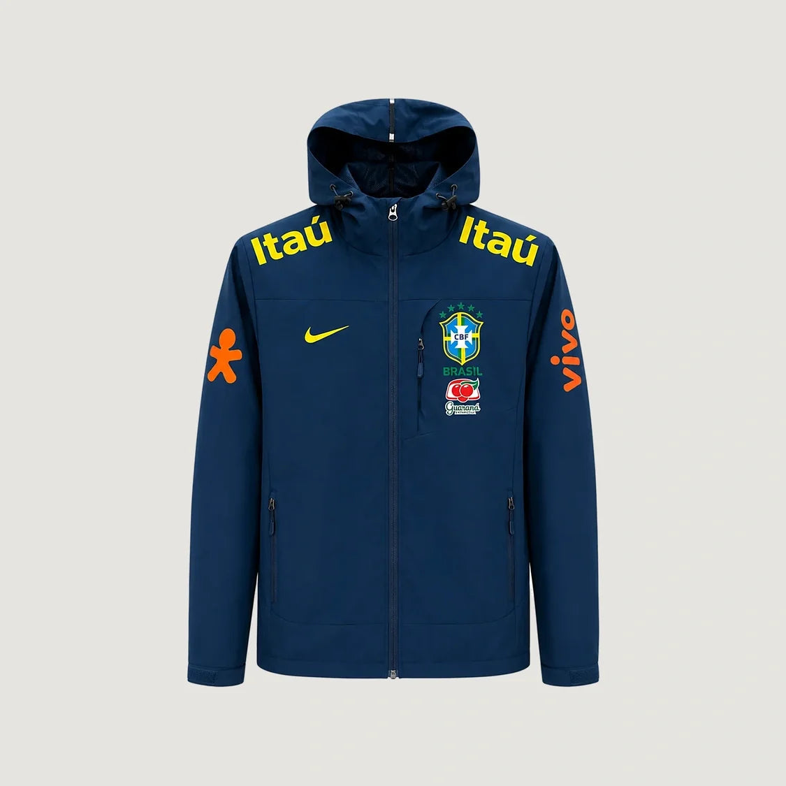 Brasilien Windbreaker mit Kapuze – Marineblau