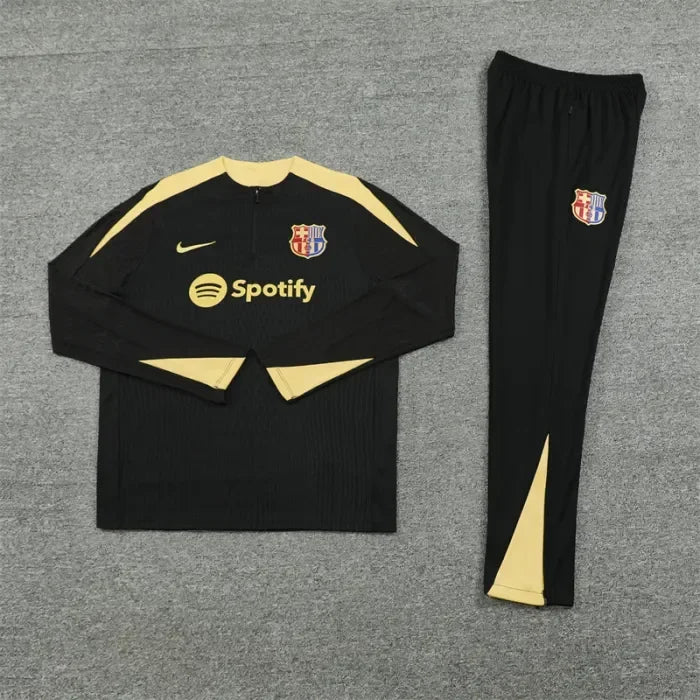 2024/2025 Barcelona Half-Pull Tracksuit Black With Gold