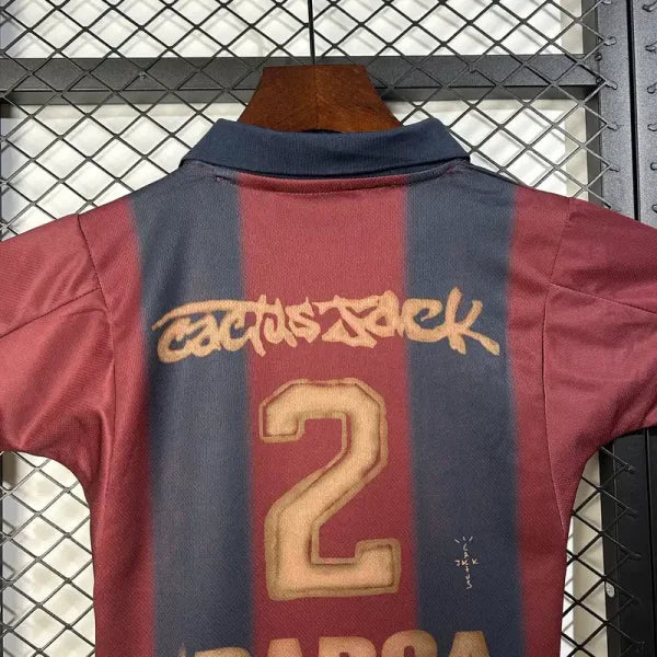 Barcelona x Travis Scott Retro 2000/01 Home Skeleton Jersey Kids Size