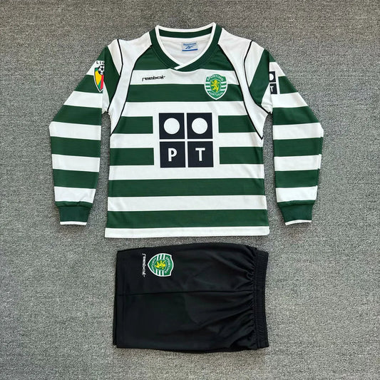 2001/2003 Retro Long Sleeve Sporting Lisbon Home Football Shirt Kids Size
