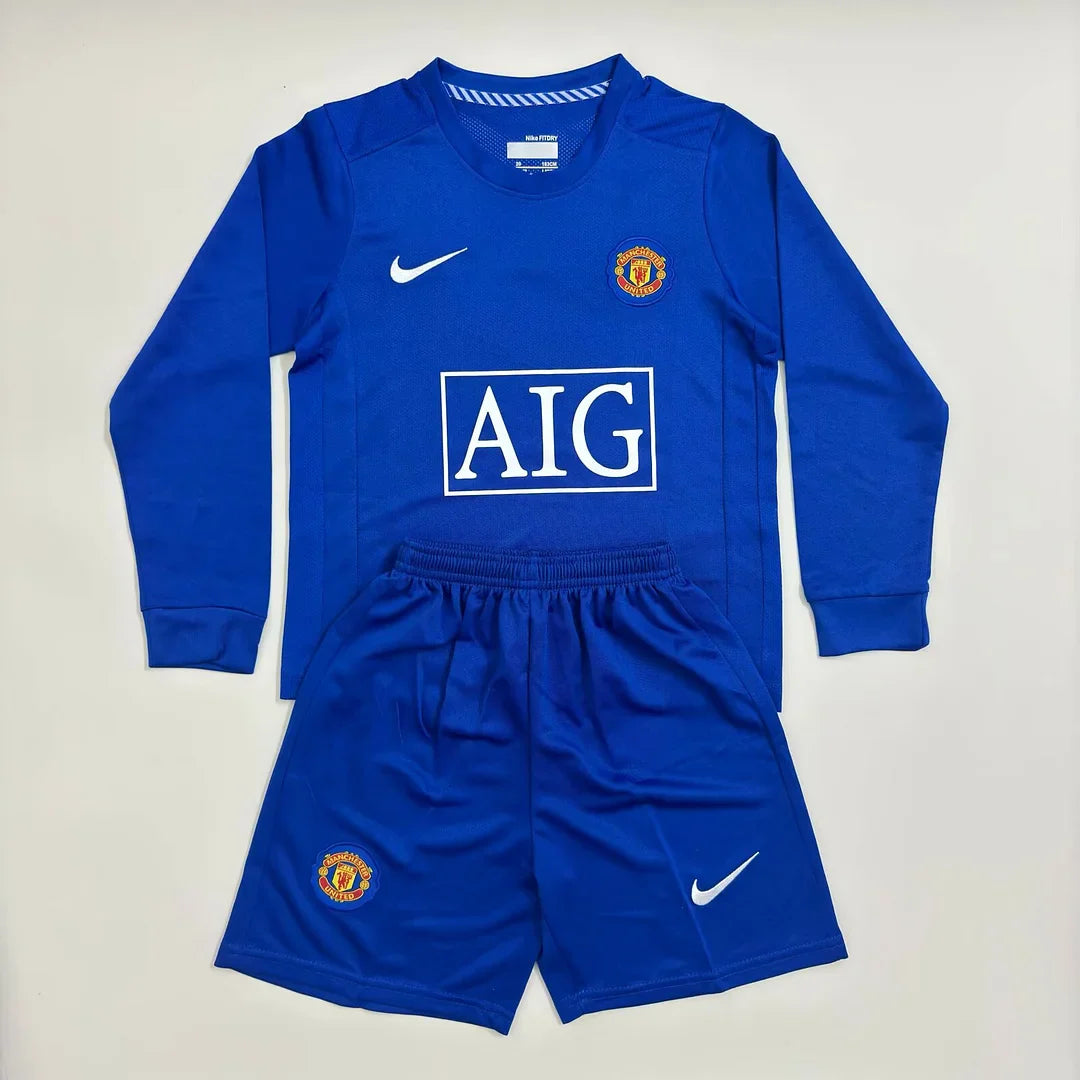 2008/2009 Retro Long Sleeve Manchester United Third Away Football Shirt Kids Size