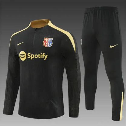 2024/2025 Barcelona Half-Pull Tracksuit Black With Gold