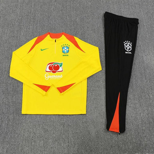 2025/2026 Brazil Yellow Half-Pull Tracksuit