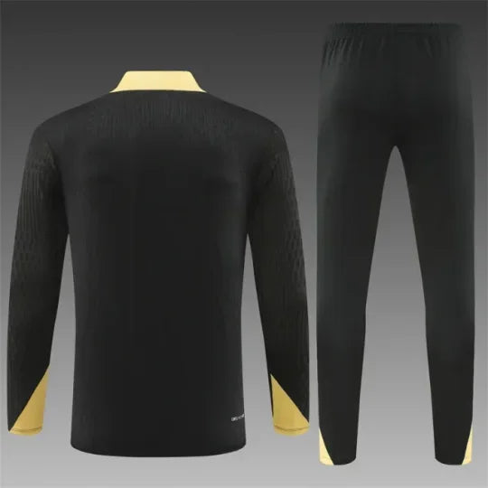 2024/2025 Barcelona Half-Pull Tracksuit Black With Gold