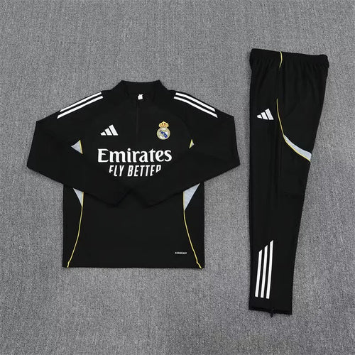 2025/2026 Real Madrid Black Half-Pull Tracksuit