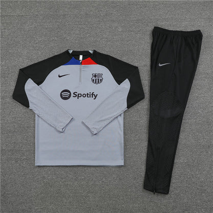 2024/2025 Barcelona Half-Pull Tracksuit Grey Black