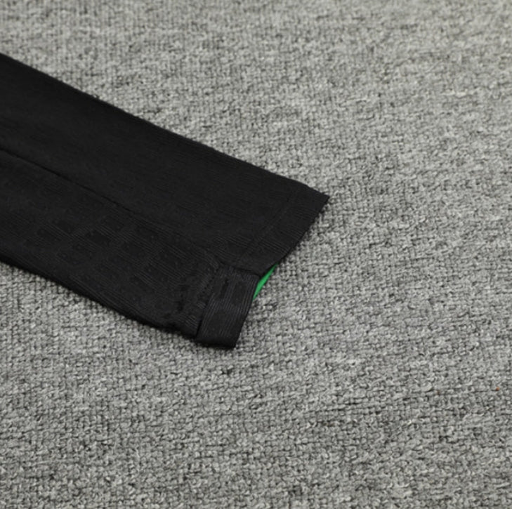2025 Brazil Black and Green Half-Pull Tracksuit