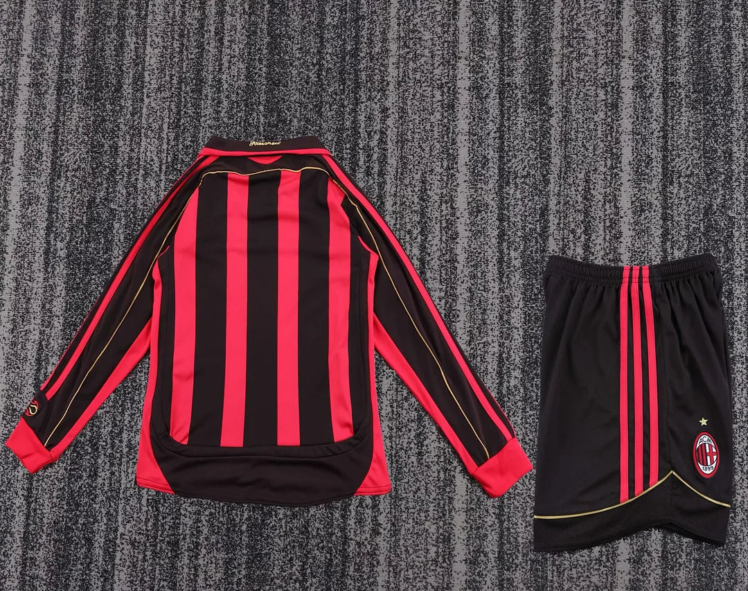 2006/2007 Retro Long Sleeve AC Milan Home Football Shirt Kids Size