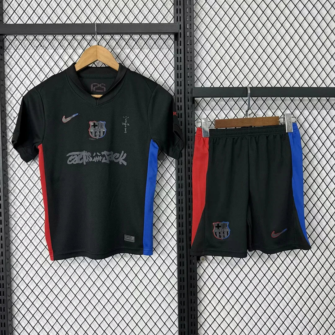 2024/2025 Barcelona x Travis Scott Kids Size Away Football Jersey