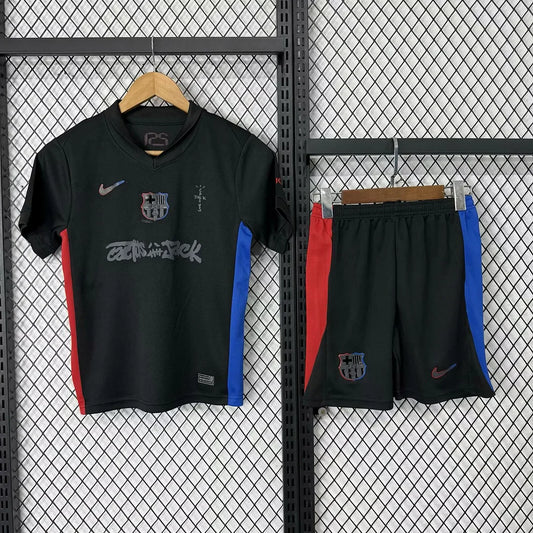 2024/2025 Barcelona x Travis Scott Kids Size Away Football Jersey