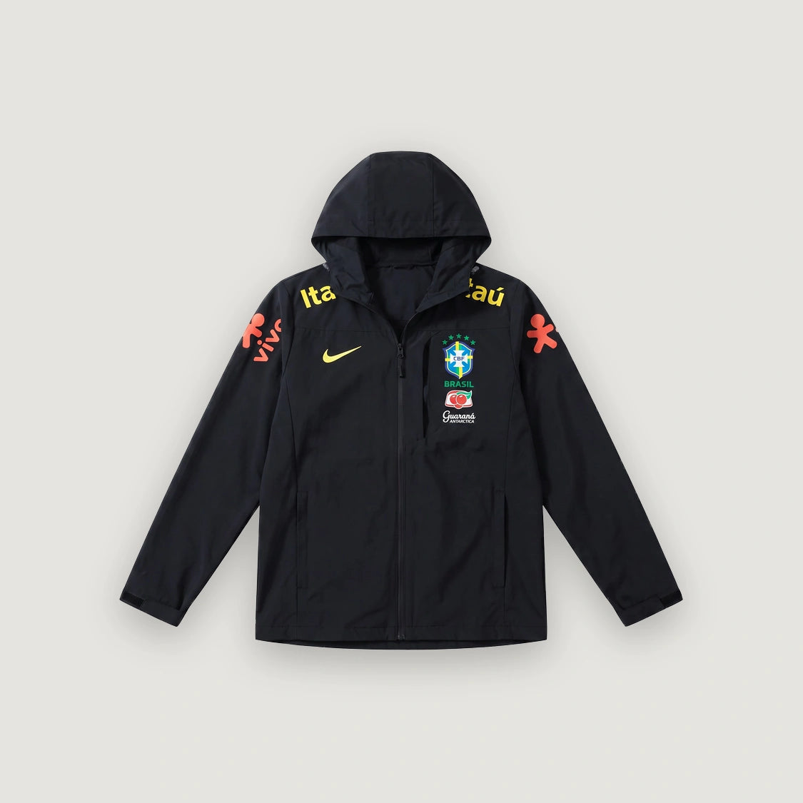 Brasilien Windbreaker mit Kapuze – Schwarz & Gelb
