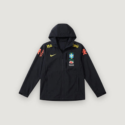 Brasilien Windbreaker mit Kapuze – Schwarz & Gelb