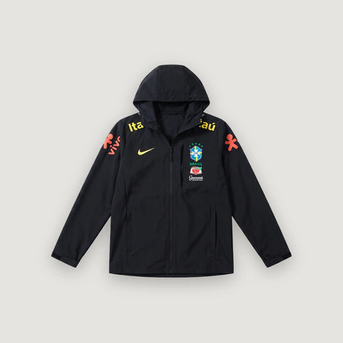 Brasilien Windbreaker mit Kapuze – Schwarz & Gelb