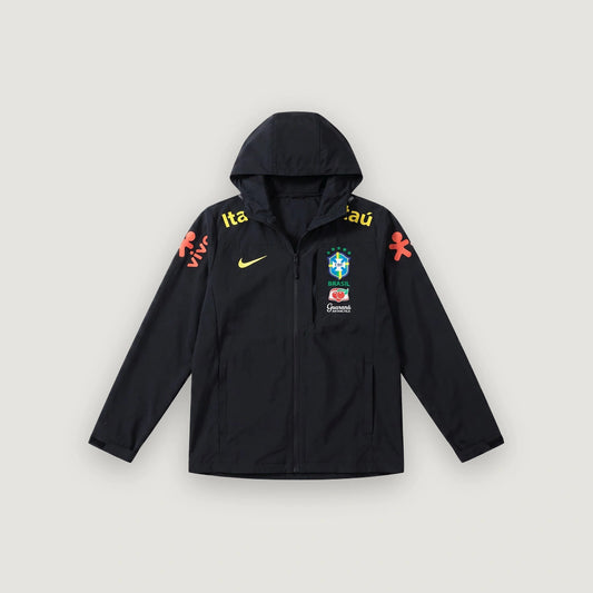 Brasilien Windbreaker mit Kapuze – Schwarz & Gelb