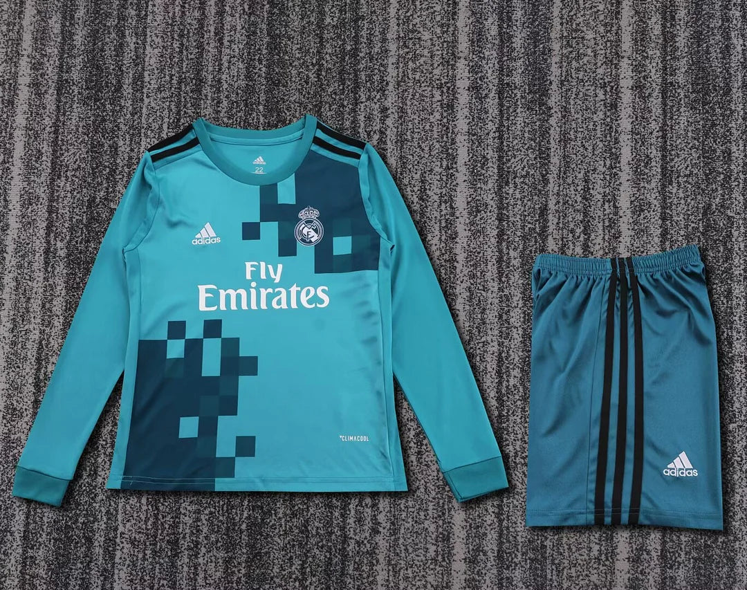 2017/2018 Retro Long Sleeve Real Madrid Third Away Football Shirt Kids Size