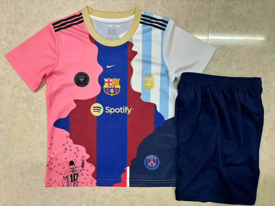 2025/2026 Barcelona Messi Commemorative Edition Kids Size Football Shirt