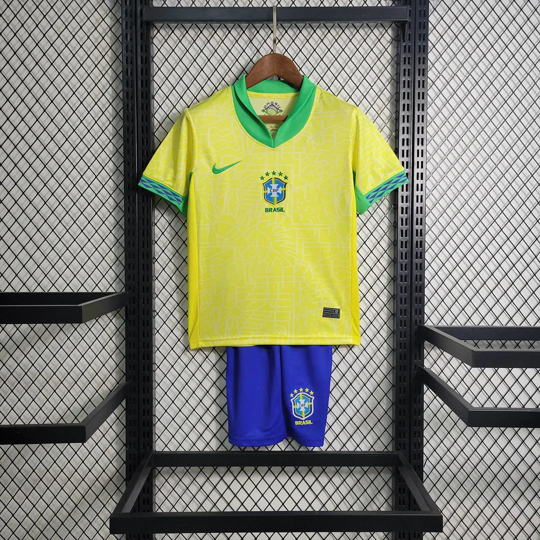 2024 Brazil Home Football Shirt Kids Size 1:1