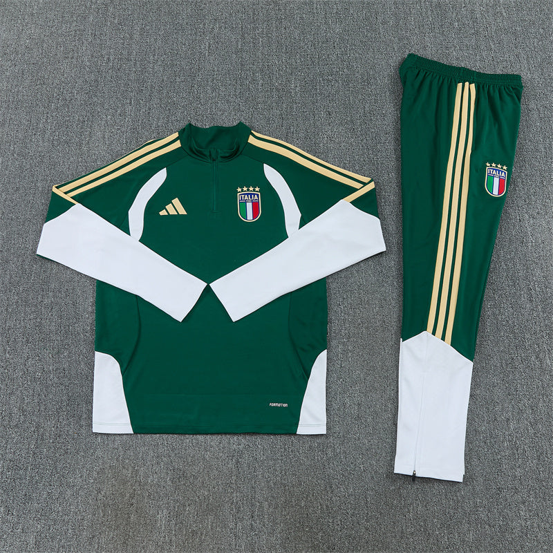 2026/2027 Italy Blue Half Zipper Green Tracksuit