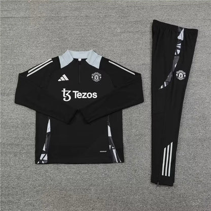 2024/2025 Manchester United Half-Pull Training Wear Black Football Shirt
