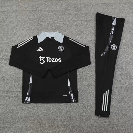 2024/2025 Manchester United Half-Pull Training Wear Black Football Shirt