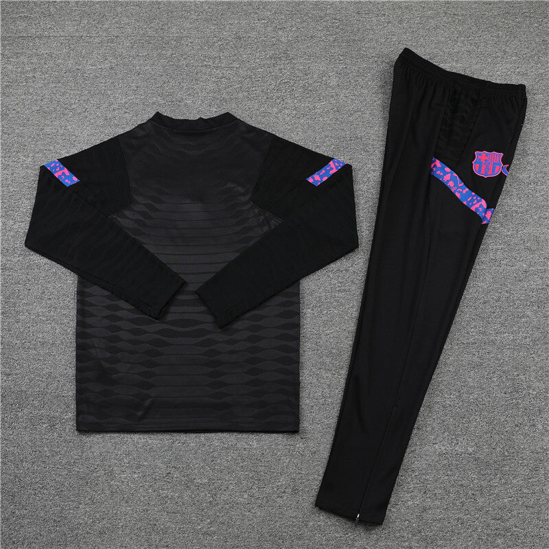 2021/2022 Barcelona Half-Pull Tracksuit Black