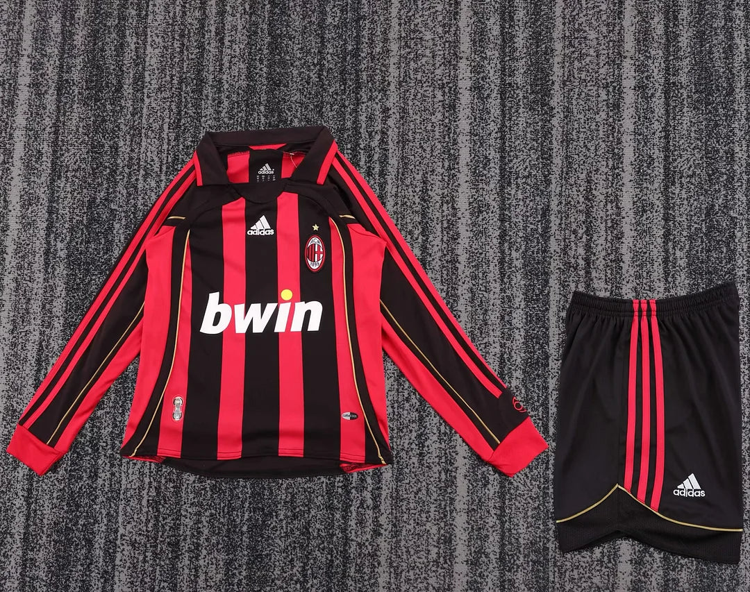 2006/2007 Retro Long Sleeve AC Milan Home Football Shirt Kids Size