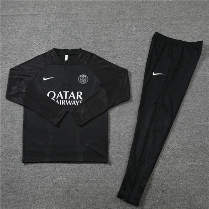 2022/2023 PSG Paris Saint-Germain Full Black Half-Pull Tracksuit