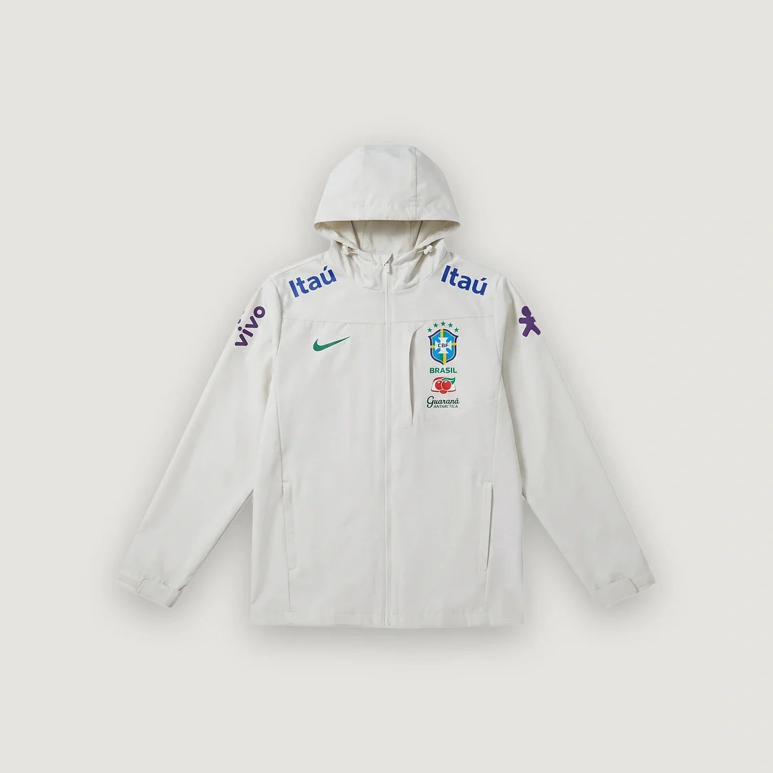 Brasilien Windbreaker mit Kapuze – Cremeweiß