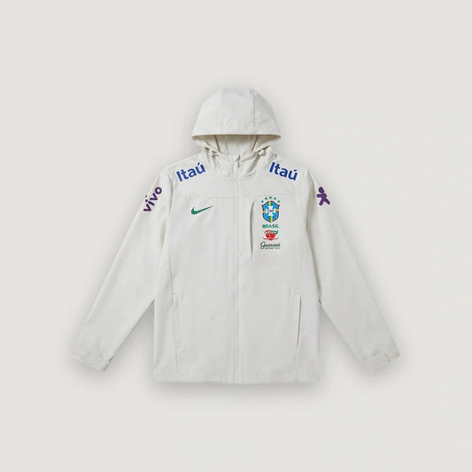 Brasilien Windbreaker mit Kapuze – Cremeweiß